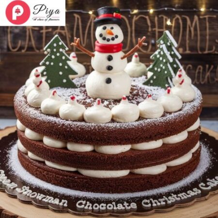 Cream Snowman Chocolate Christmas Cake