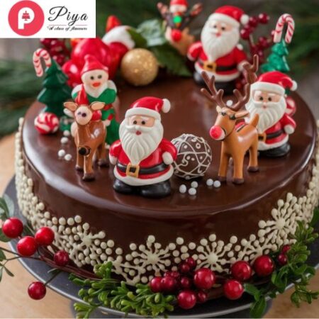 Decorated Chocolate Christmas Cake