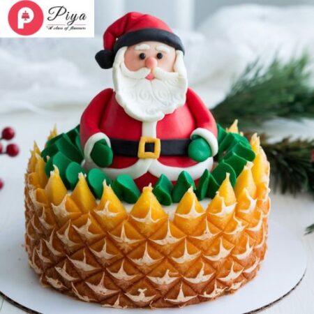 Santa With Hat Pineapple Christmas Cake