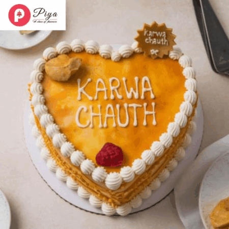 Heart Shape Karwa Chauth Cake
