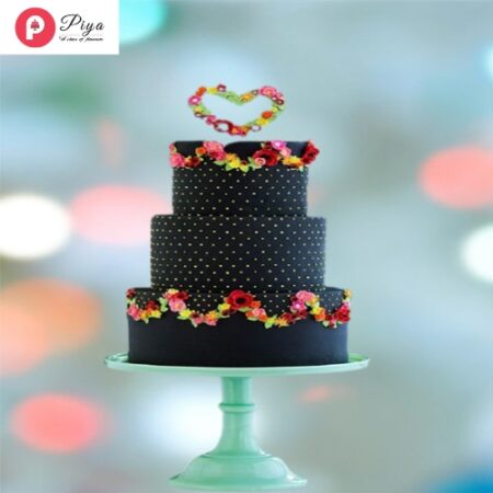 Pretty black engagement cake